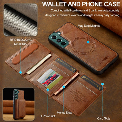 For Samsung Galaxy S21+ 5G LC.IMEEKE L5 Series Detachable RFID Card Bag Magsafe Phone Case(Brown)