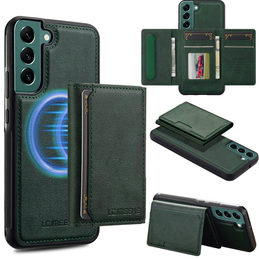 For Samsung Galaxy S21+ 5G LC.IMEEKE L5 Series Detachable RFID Card Bag Magsafe Phone Case(Green)