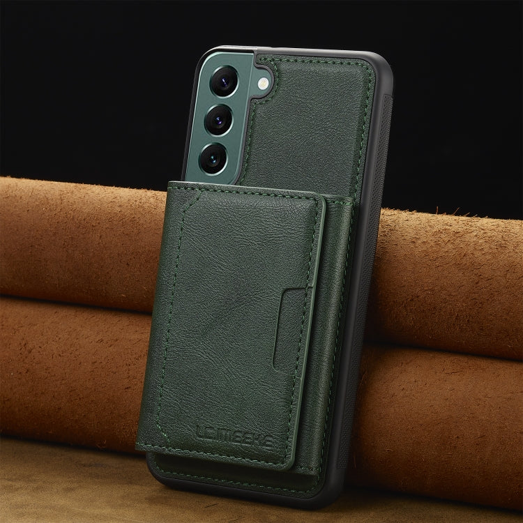 For Samsung Galaxy S21+ 5G LC.IMEEKE L5 Series Detachable RFID Card Bag Magsafe Phone Case(Green)