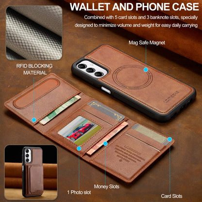 For Samsung Galaxy A14 5G / 4G LC.IMEEKE L5 Series Detachable RFID Card Bag Magsafe Phone Case(Brown)