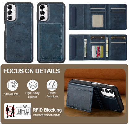 For Samsung Galaxy A14 5G / 4G LC.IMEEKE L5 Series Detachable RFID Card Bag Magsafe Phone Case(Blue)