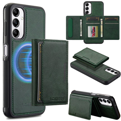 For Samsung Galaxy A14 5G / 4G LC.IMEEKE L5 Series Detachable RFID Card Bag Magsafe Phone Case(Green)