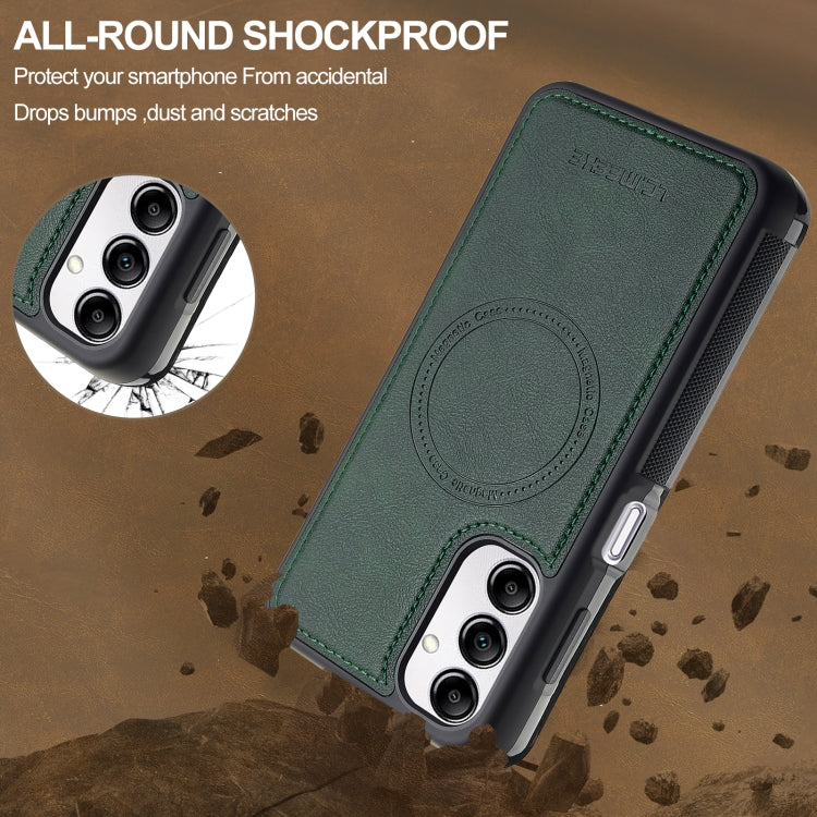 For Samsung Galaxy A14 5G / 4G LC.IMEEKE L5 Series Detachable RFID Card Bag Magsafe Phone Case(Green)