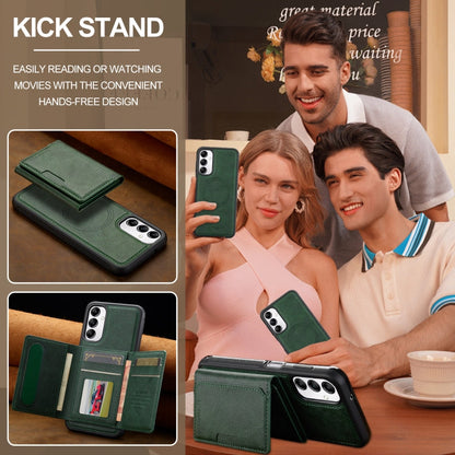For Samsung Galaxy A14 5G / 4G LC.IMEEKE L5 Series Detachable RFID Card Bag Magsafe Phone Case(Green)