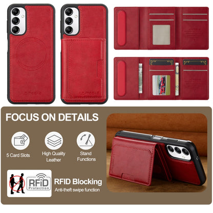 For Samsung Galaxy A14 5G / 4G LC.IMEEKE L5 Series Detachable RFID Card Bag Magsafe Phone Case(Red)