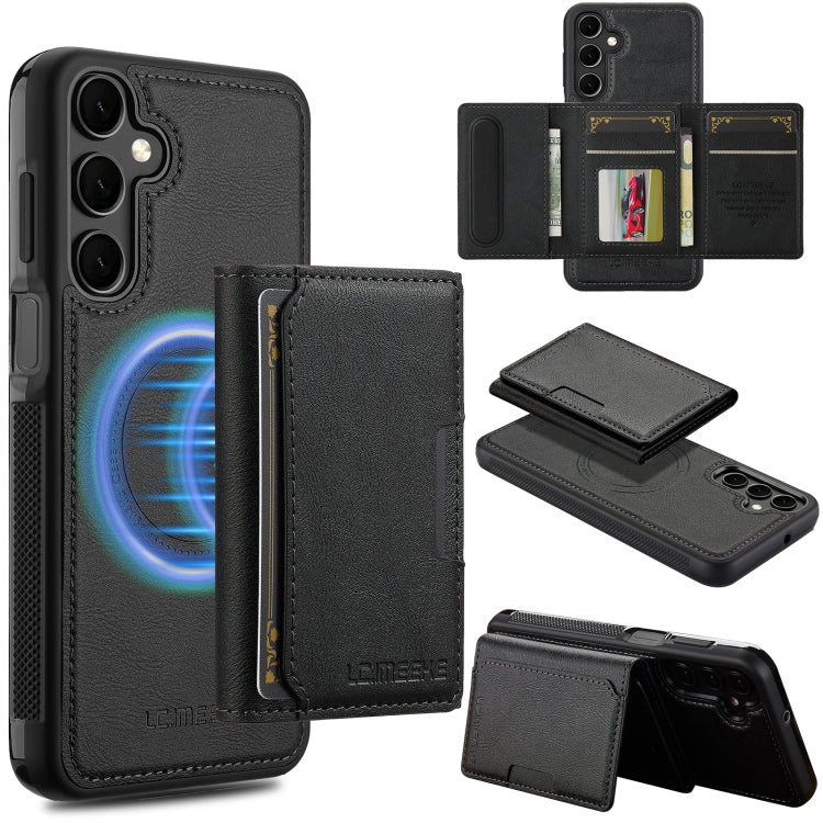 For Samsung Galaxy A16 5G LC.IMEEKE L5 Series Detachable RFID Card Bag Magsafe Phone Case(Black)