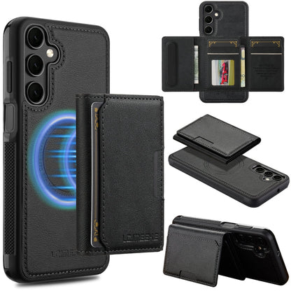 For Samsung Galaxy A16 5G LC.IMEEKE L5 Series Detachable RFID Card Bag Magsafe Phone Case(Black)