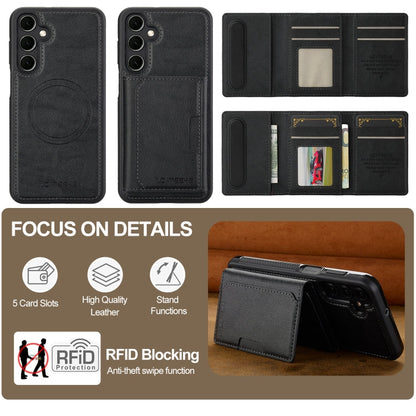 For Samsung Galaxy A16 5G LC.IMEEKE L5 Series Detachable RFID Card Bag Magsafe Phone Case(Black)