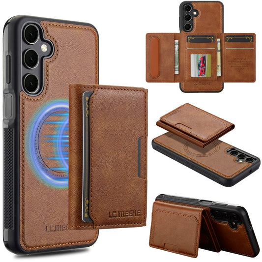 For Samsung Galaxy A16 5G LC.IMEEKE L5 Series Detachable RFID Card Bag Magsafe Phone Case(Brown)