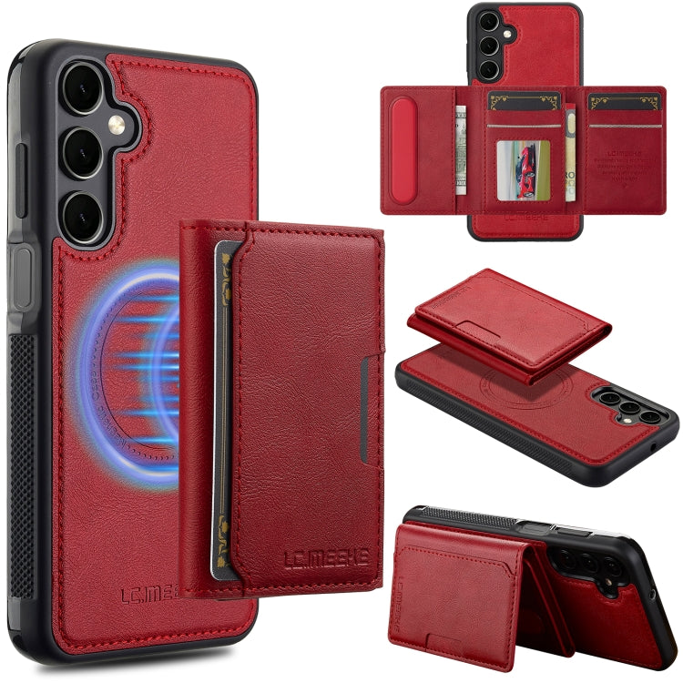 For Samsung Galaxy A16 5G LC.IMEEKE L5 Series Detachable RFID Card Bag Magsafe Phone Case(Red)