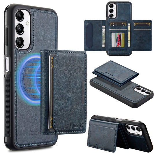 For Samsung Galaxy A34 5G LC.IMEEKE L5 Series Detachable RFID Card Bag Magsafe Phone Case(Blue)