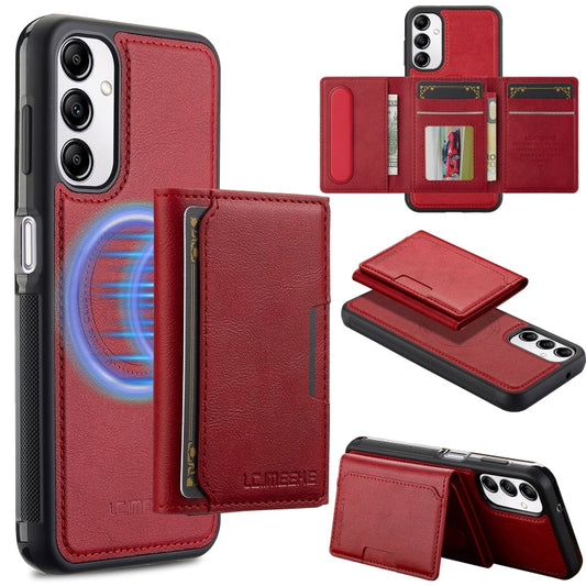 For Samsung Galaxy A34 5G LC.IMEEKE L5 Series Detachable RFID Card Bag Magsafe Phone Case(Red)