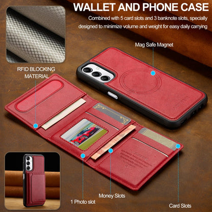 For Samsung Galaxy A34 5G LC.IMEEKE L5 Series Detachable RFID Card Bag Magsafe Phone Case(Red)