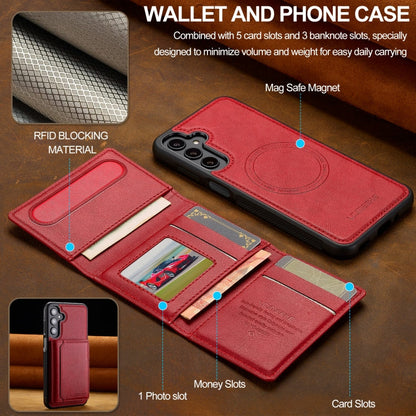 Pour Samsung Galaxy A35 5G Étui de téléphone détachable avec porte-cartes RFID et Magsafe LC.IMEEKE Série L5 (Rouge)