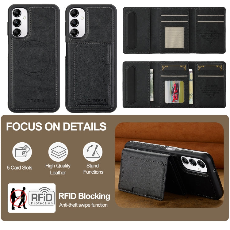 For Samsung Galaxy A54 5G LC.IMEEKE L5 Series Detachable RFID Card Bag Magsafe Phone Case(Black)