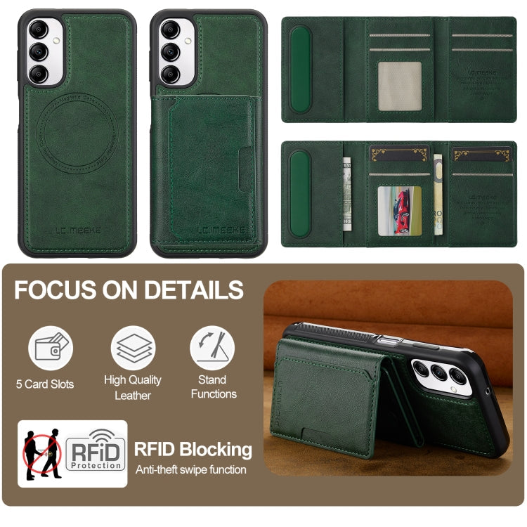 For Samsung Galaxy A54 5G LC.IMEEKE L5 Series Detachable RFID Card Bag Magsafe Phone Case(Green)