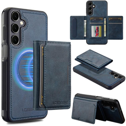 For Samsung Galaxy A56 5G LC.IMEEKE L5 Series Detachable RFID Card Bag Magsafe Phone Case(Blue)