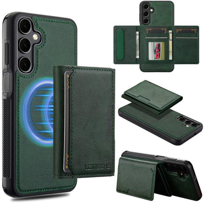 For Samsung Galaxy A56 5G LC.IMEEKE L5 Series Detachable RFID Card Bag Magsafe Phone Case(Green)
