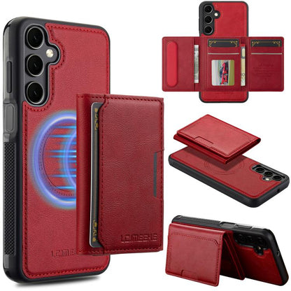 Pour Samsung Galaxy A56 5G LC.IMEEKE Série L5 Étui Téléphone Détachable avec Porte-Cartes RFID Magsafe (Rouge)
