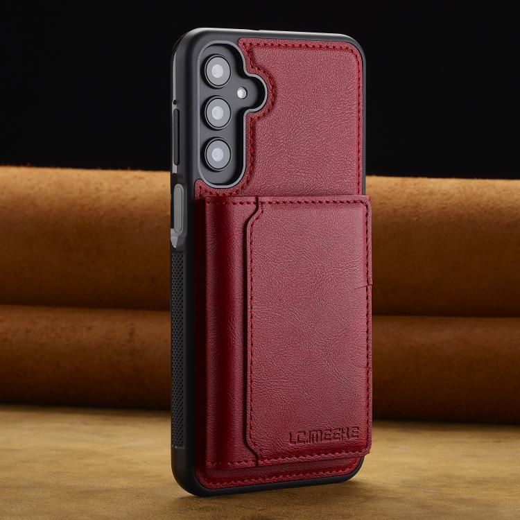 Pour Samsung Galaxy A56 5G LC.IMEEKE Série L5 Étui Téléphone Détachable avec Porte-Cartes RFID Magsafe (Rouge)