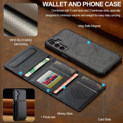 For Samsung Galaxy A36 5G LC.IMEEKE L5 Series Detachable RFID Card Bag Magsafe Phone Case(Black)