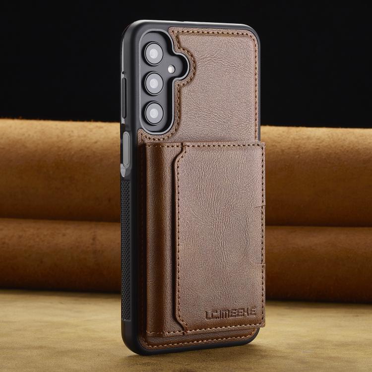 For Samsung Galaxy A36 5G LC.IMEEKE L5 Series Detachable RFID Card Bag Magsafe Phone Case(Brown)