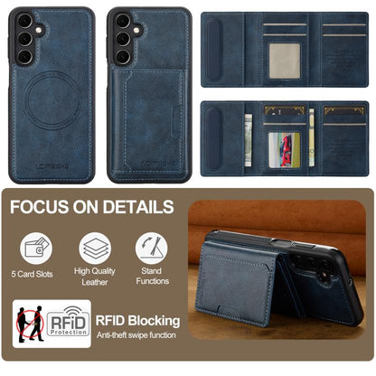 For Samsung Galaxy A36 5G LC.IMEEKE L5 Series Detachable RFID Card Bag Magsafe Phone Case(Blue)