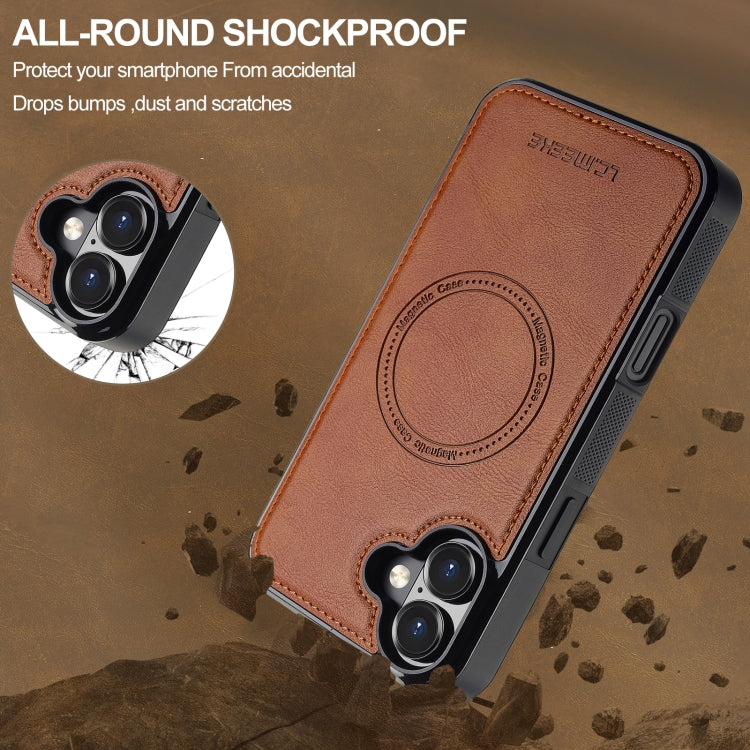 For iPhone 16 Plus LC.IMEEKE Magsafe Phone Case(Brown)