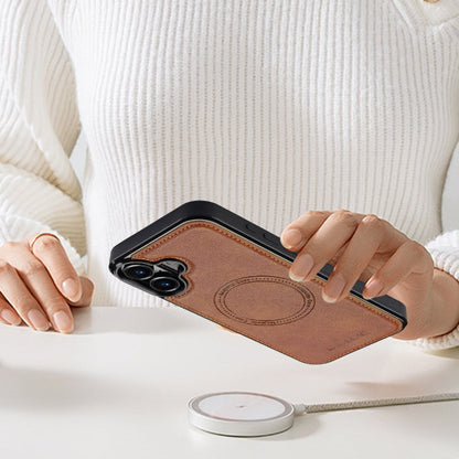 For iPhone 16 LC.IMEEKE Magsafe Phone Case(Brown)