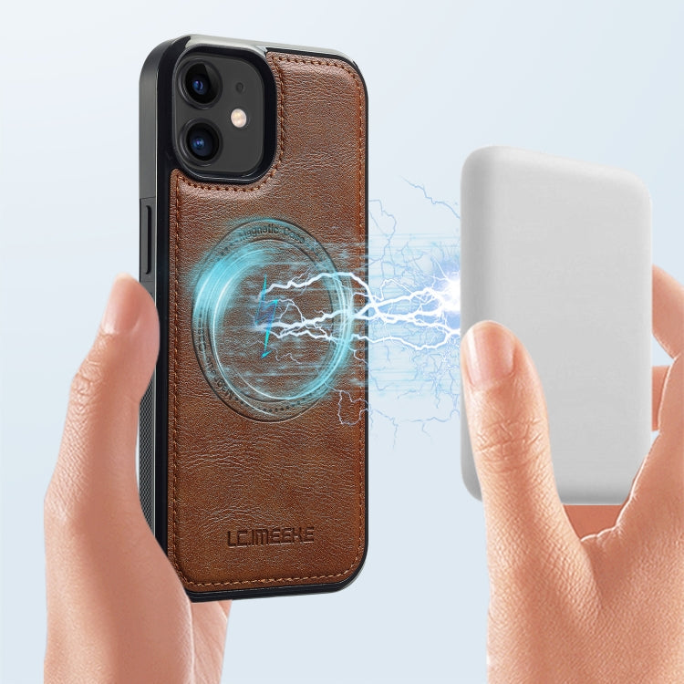 For iPhone 12 mini LC.IMEEKE Magsafe Phone Case(Brown)