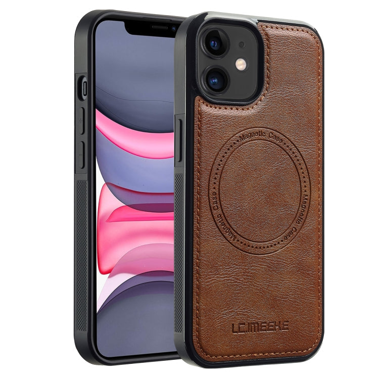 For iPhone 12 / 12 Pro LC.IMEEKE Magsafe Phone Case(Brown)