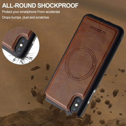 For iPhone XS / X LC.IMEEKE Magsafe Phone Case(Brown)