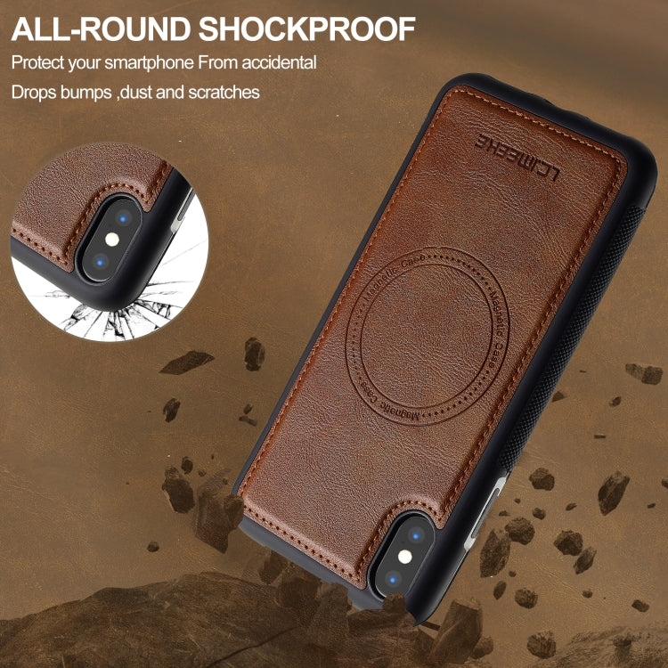 For iPhone XS Max LC.IMEEKE Magsafe Phone Case(Brown)
