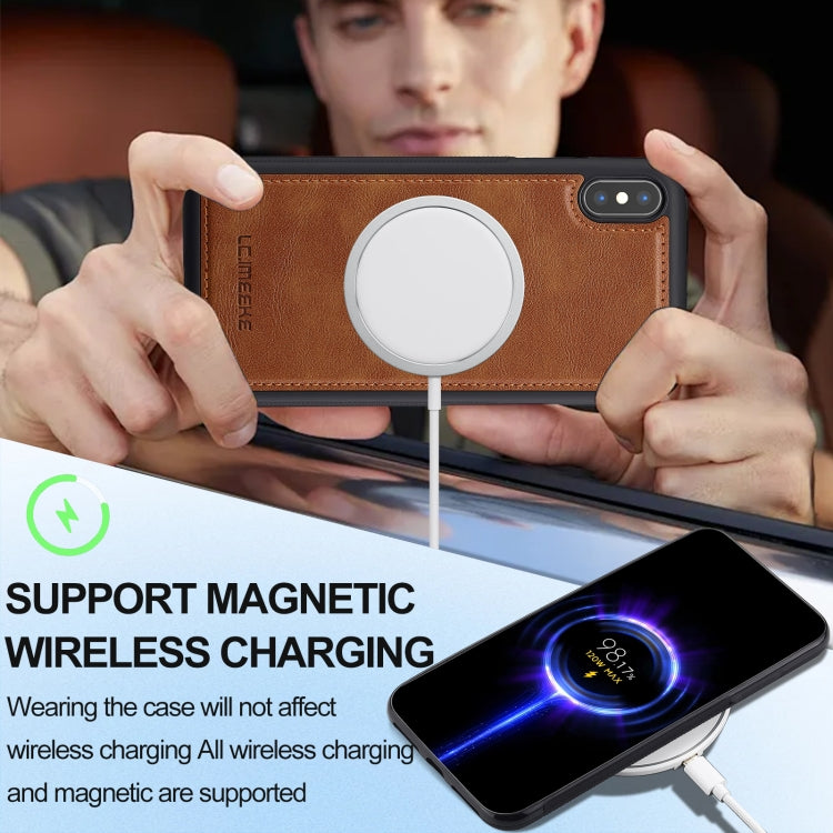 For iPhone XS Max LC.IMEEKE Magsafe Phone Case(Brown)