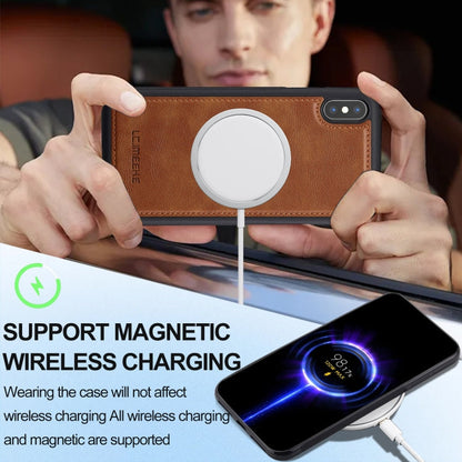 For iPhone XS Max LC.IMEEKE Magsafe Phone Case(Brown)