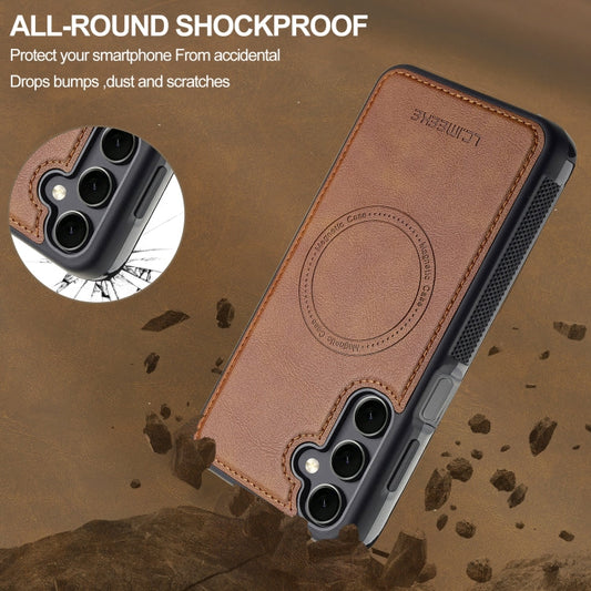 For Samsung Galaxy S24 FE 5G LC.IMEEKE Magsafe Phone Case(Brown)