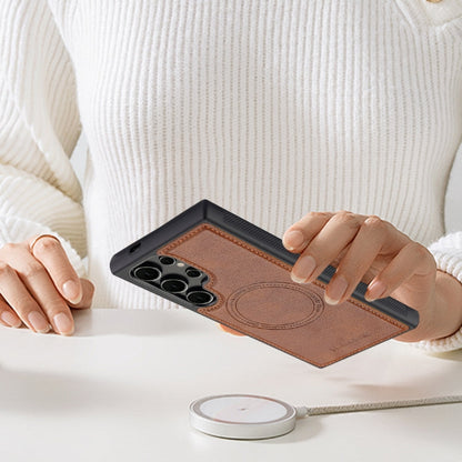 For Samsung Galaxy S22 Ultra 5G LC.IMEEKE Magsafe Phone Case(Brown)