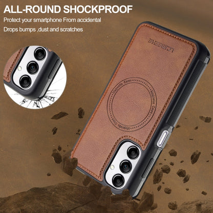 For Samsung Galaxy A34 5G LC.IMEEKE Magsafe Phone Case(Brown)