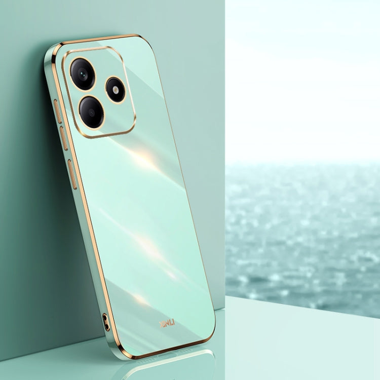 For Redmi Note 14 5G XINLI Straight Edge 6D Electroplate TPU Phone Case(Mint Green)