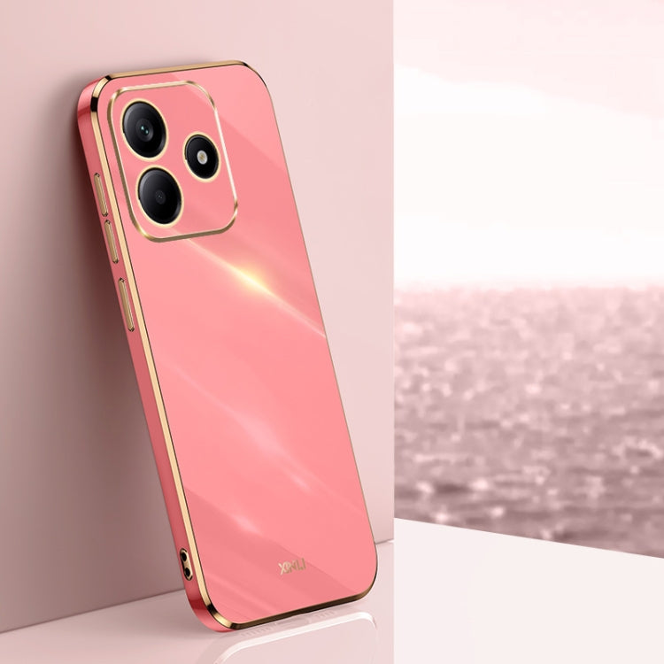 Pour Redmi Note 14 5G XINLI Étui de téléphone en TPU électrolytique 6D à bords droits (Rouge Aubépine)