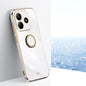 For Redmi Note 14 5G XINLI Straight 6D Plating Gold Edge TPU Shockproof Case with Ring Holder(White)