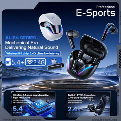 REMAX Gamebuds G7 2.4G Gaming TWS Stereo Wireless Bluetooth Earphones with Breathing Light(Black)