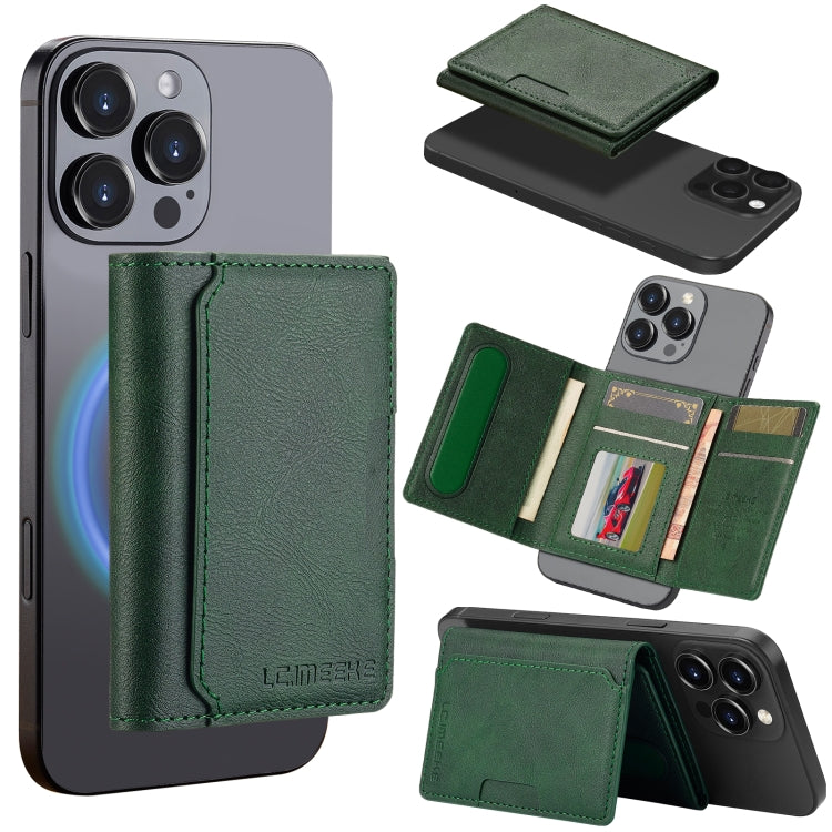 LC.IMEEKE 5-Cards MagSafe RFID Leather Card Bag(Green)