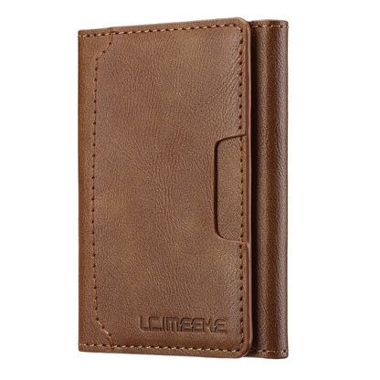 LC.IMEEKE 5-Cards MagSafe RFID Leather Card Bag(Brown)
