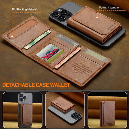 LC.IMEEKE 5-Cards MagSafe RFID Leather Card Bag(Brown)