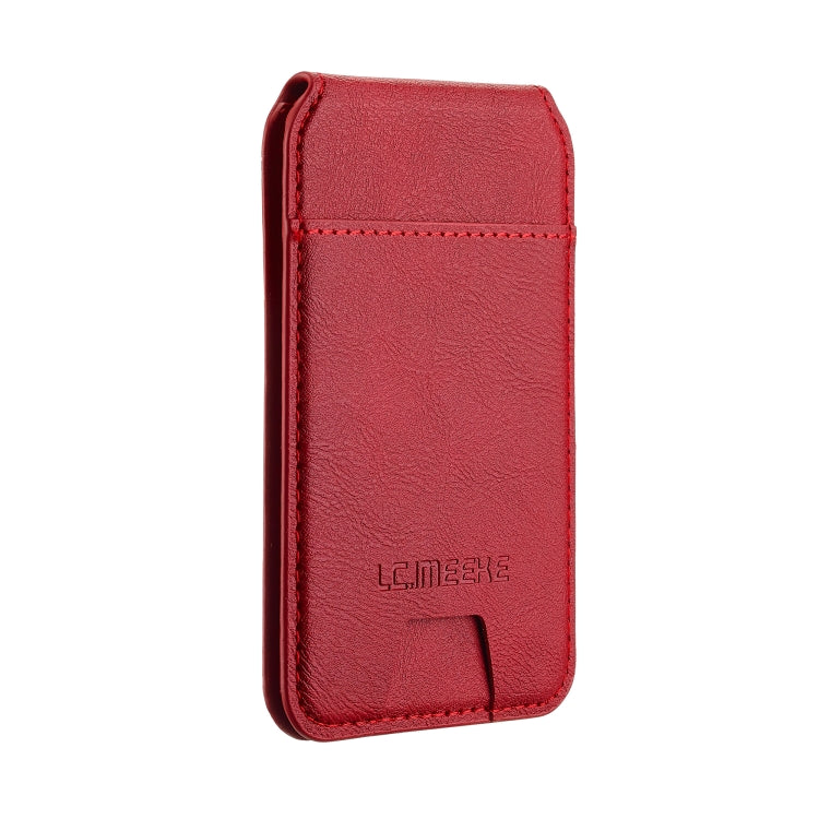 LC.IMEEKE 3-Cards MagSafe RFID Leather Card Bag(Red)