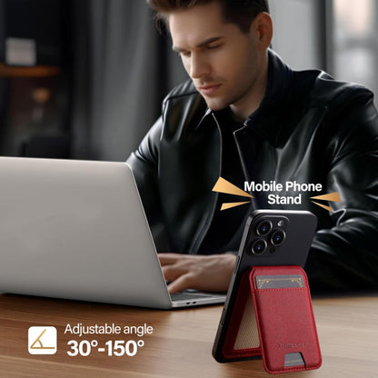 LC.IMEEKE 3-Cards MagSafe RFID Leather Card Bag(Red)