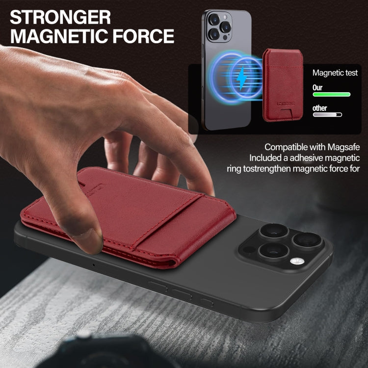 LC.IMEEKE 3-Cards MagSafe RFID Leather Card Bag(Red)