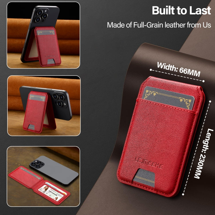 LC.IMEEKE 3-Cards MagSafe RFID Leather Card Bag(Red)
