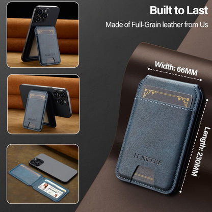 LC.IMEEKE 3-Cards MagSafe RFID Leather Card Bag(Blue)